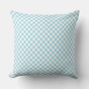 Coussin Pale Bleu Blanc Diagonal Check En vichy Motif