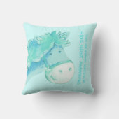 Coussin pâle d'aqua de cadeau nouveau-né de nom et (Verso)