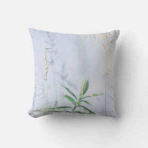 Coussin Pale Pastel Green Gris Reeds Meadow Sky