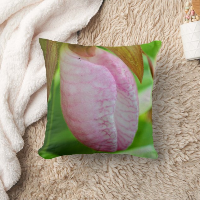 Coussin Pale Rose Lady Slipper Orchidée Fleur gros (Couverture)