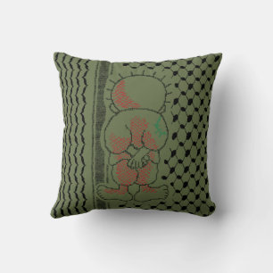 Coussin Palestine Handala Kufiya Motif Olive Green