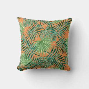 Coussin Palm Feuille Tropical Print Orange Cushion