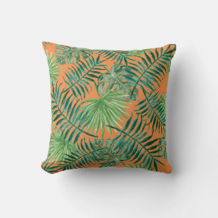 Coussin Palm Feuille Tropical Print Orange Cushion