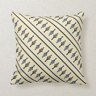 Coussin Palm Fronds Motif nom1 noir bleu écru