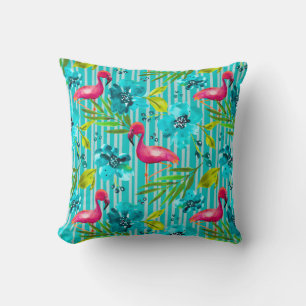 Coussin Palm Springs Yard&Garden Flamant rose Turquoise