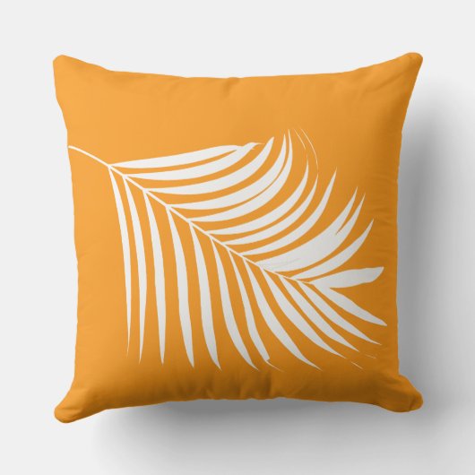 Coussin Palm Tree Leaf Orange Coastal Beach Art Tropical (Verso)