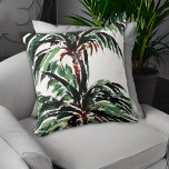 Coussin Palm Tree Motif Aquarelle Plage inspirée<br><div class="desc">Une simple aquarelle a inspiré motif de palmiers sur arrière - plan blanc.</div>