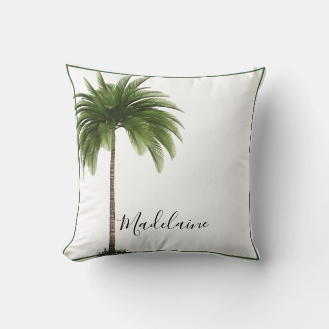 Coussin Palm Tree Vintage Tropical Élégant Personnel (Recto)