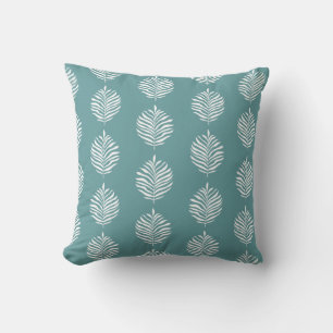 Coussin Palme Côtière Feuille Motif Dusty Turquoise