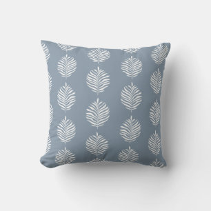 Coussin Palme côtière Motif feuille Dusty bleu