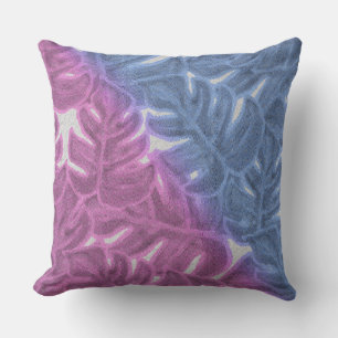 Coussin Palme tropicale rose lavande violette