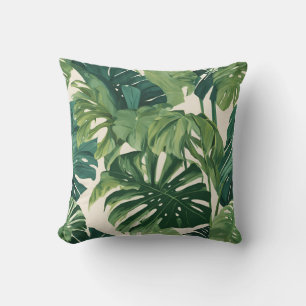 Coussin Palme verdoyante vibre Feuilles & Monstera