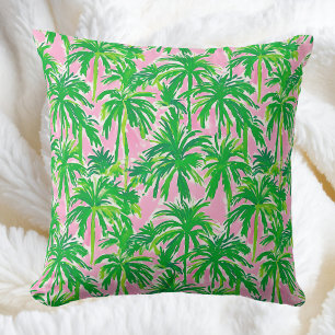 Coussin Palme Verte Prépa Rose Tropical et Côté Mer