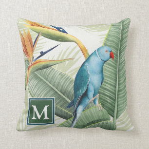 Coussin Palmettes du monogramme   avec l'oiseau bleu