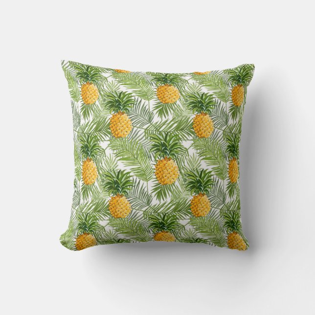 Coussin Palmettes et ananas tropicaux (Recto)