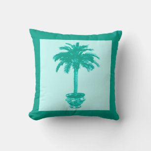 Coussin Palmier à pointes - turquoise et aqua