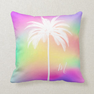 Coussin Palmier Blanc Coloré Tropical Élégant
