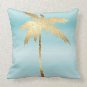 Coussin Palmier d'or Aqua Ombre  