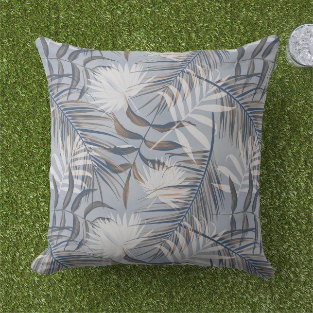 Coussin Palmier Gris Tropical   (Herbe)