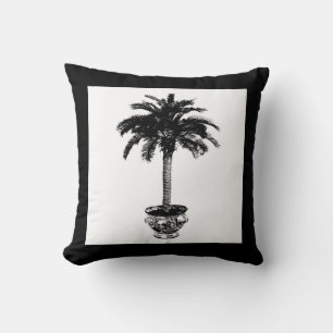 Coussin Palmier mis en pot - noir et whtie