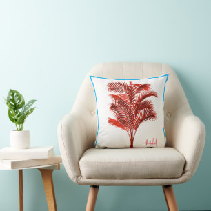 Coussin Palmier moderne bleu rouge personnel