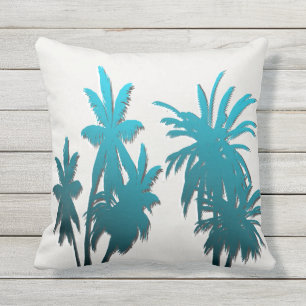 Coussin Palmier tropical bleu d'Aqua turquoise de blanc