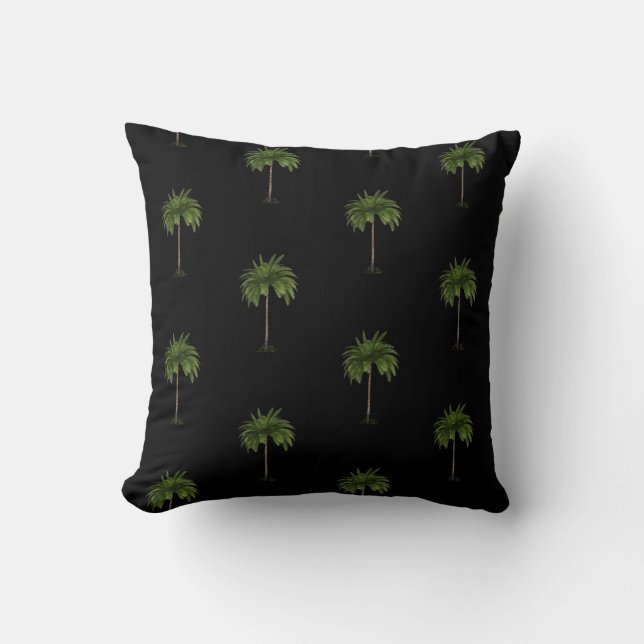 Coussin Palmier tropical élégant Noir moderne (Recto)