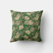 Coussin Palmier Tropical Feuille Motif Vert foncé Or (Verso)