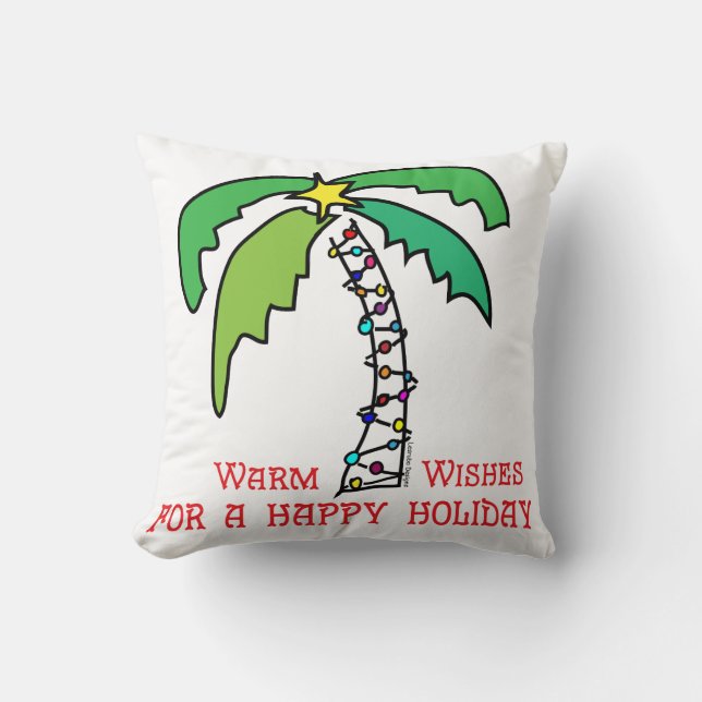 Coussin Palmier Tropical Joyeuses Vacances (Recto)