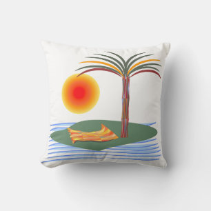 Coussin Palmier tropicale, soleil et vagues