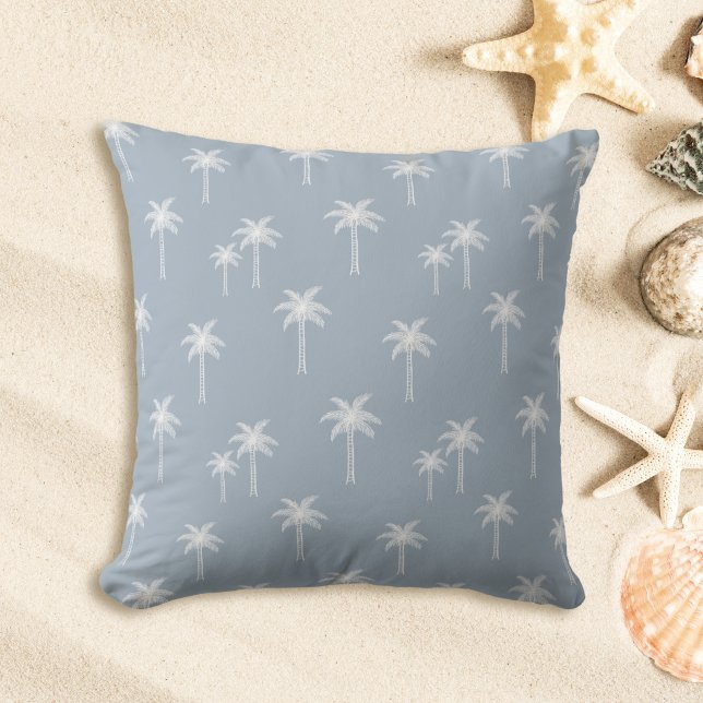 Coussin Palmiers Boho Maison de Campagne Côtière Bleu Pous (Créateur téléchargé)