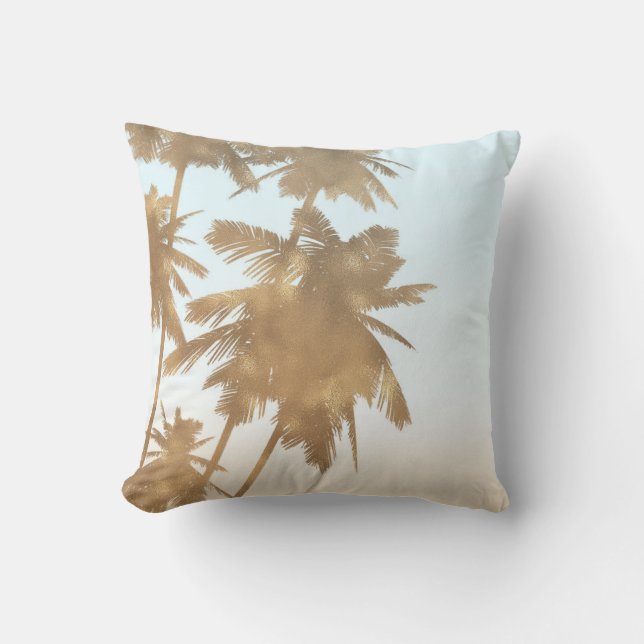 Coussin Palmiers Bronzés Dorés Plage Palmiers Ombre Chic (Recto)