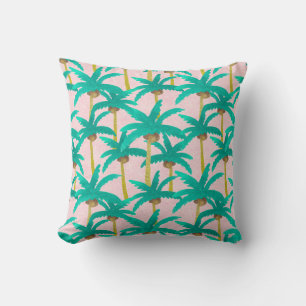 Coussin Palmiers tropicaux : Motif d'été d'aquarelle