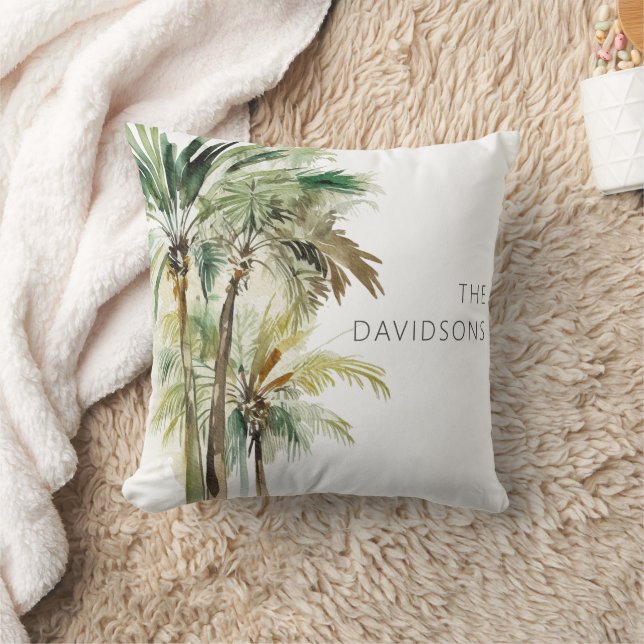 Coussin Palmiers tropicaux Plage moderne (Couverture)