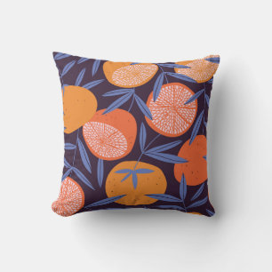 Coussin Pamplemousse Vintage, Motif de fruits tropicaux.