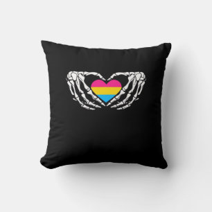 Coussin Pan Pride Skeleton Halloween Pan Goth Heart