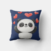 Coussin Panda à l'aquarelle adorable avec coeurs Enfants (Verso)