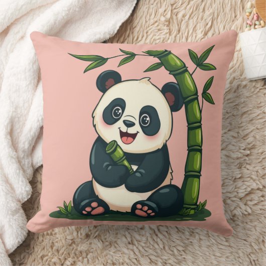 Coussin Panda Adorable Enlaçant du Bambou Dessin Animé Mig (Couverture)