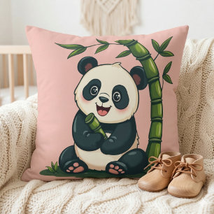 Coussin Panda Adorable Enlaçant du Bambou Dessin Animé Mig