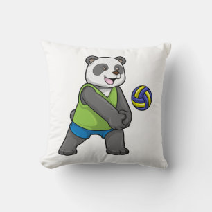 Coussin Panda aux sports avec volleyball