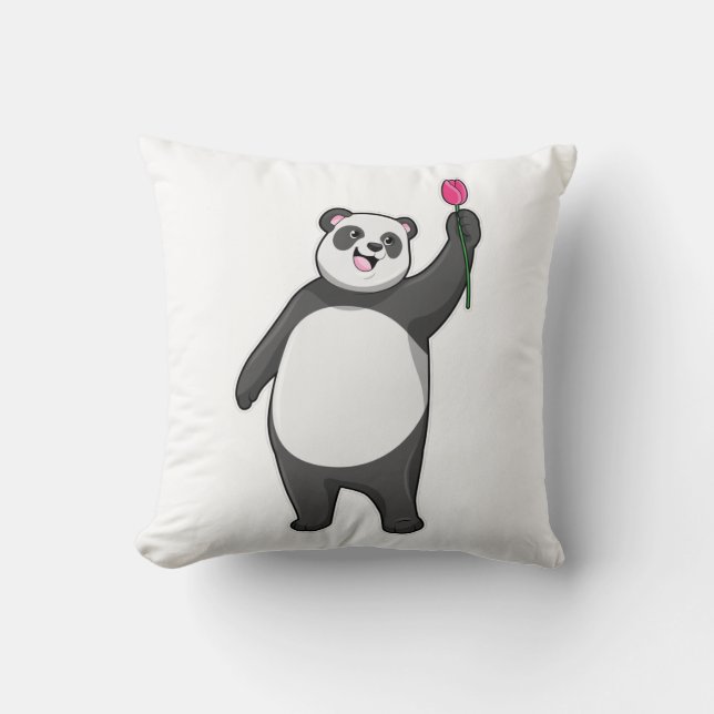 Coussin Panda avec Tulipe (Recto)