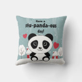 Coussin Panda Bébé Cute En Hiver Gris Neige (Verso)