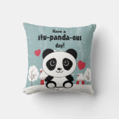 Coussin Panda Bébé Cute En Hiver Gris Neige (Recto)