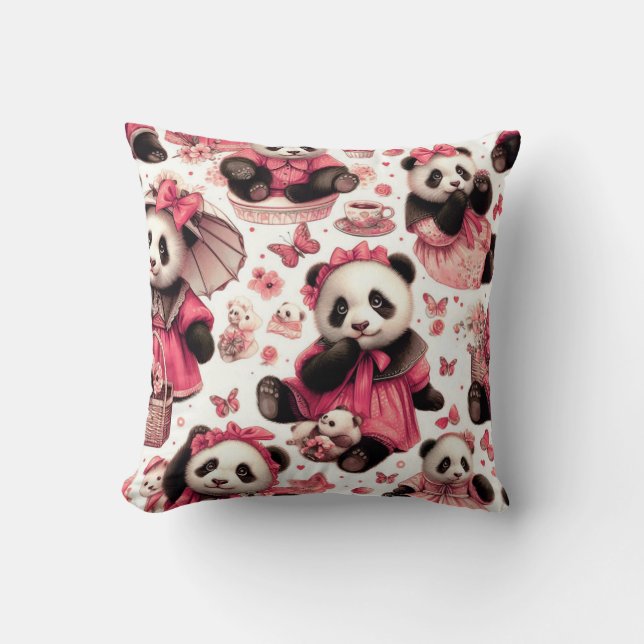 Coussin Panda bébé vintage mignonne sans joint (Recto)