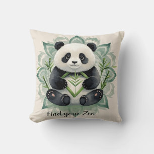 Coussin Panda Chubby assis dans une pose de lotus Zen