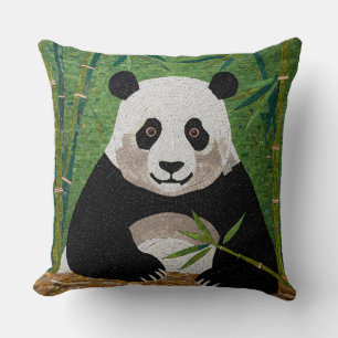 Coussin Panda dans la mosaïque de la forêt de Bamboo