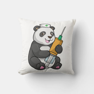 Coussin Panda en infirmière avec seringue