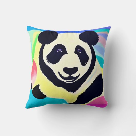 Coussin  Panda fond multicolore (Verso)