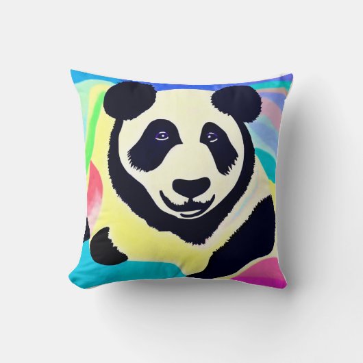 Coussin Panda fond multicolore (Recto)