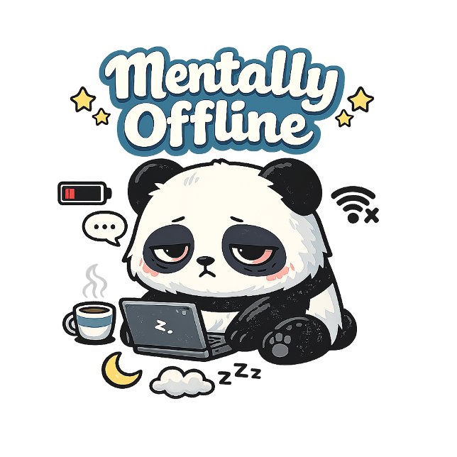 Coussin Panda mentalement déconnecté | Esthétique Lo-Fi d' (Créateur téléchargé)